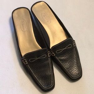 Talbots Leather Loafer Low Heel Mules Slides sz 7.5